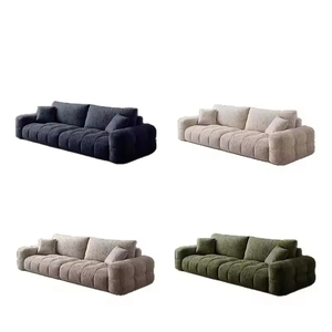 Ensemble de canapé modulaire en tissu beige crème moderne avec pieds en bois et dossier rembourré - 1 2 3 places, meubles de salon - Product Image 2