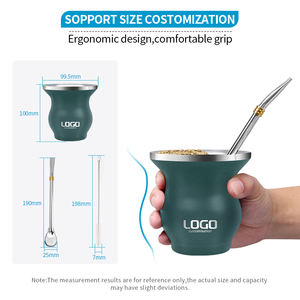 Personalizable de boca ancha de doble pared con aislamiento al vacío de acero inoxidable <span class=keywords><strong>Yerba</strong></span> Mate café taza de té sostenible <span class=keywords><strong>Chimarrao</strong></span> Cuia de Set - Product Image 3
