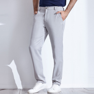 Lyocell <span class=keywords><strong>กางเกง</strong></span>ลำลองสำหรับผู้ชาย, <span class=keywords><strong>กางเกง</strong></span>ลำลองสำหรับฤดูใบไม้ผลิฤดูร้อนเอวสูงปานกลางเอวตรงมีซิปปิดยืดหยุ่นเล็กน้อยธรรมดา - Product Image 3