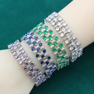 2024 Novas joias de casamento pulseira AAA zircônia mais colorida para mulheres acessórios joias para presente de aniversário de noiva