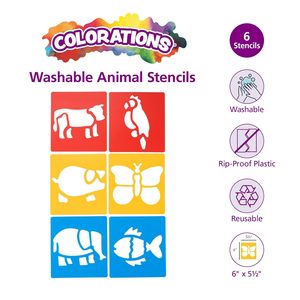 Lot de 6 pochoirs <span class=keywords><strong>animaux</strong></span> lavables en plastique pour les artisans de <span class=keywords><strong>peinture</strong></span> tropicale pour l'art et la créativité - Product Image 4