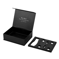Boîtes cadeaux pliables de luxe A4 noir profond avec rabat magnétique, emballage en carton ondulé pour bijoux, chocolats, sous-vêtements, avec gaufrage de logo, vente en gros