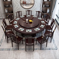 Nouvelle table à manger ronde extensible moderne en bois massif chinois avec plateau en marbre pour 10 à 15 personnes, utilisation domestique, meubles de salle à manger