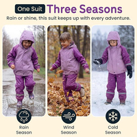 Ensemble de vêtements de pluie imperméables et durables pour enfants, légers, pour la randonnée en plein air, avec veste de pluie et pantalon à bretelles en PU enduit