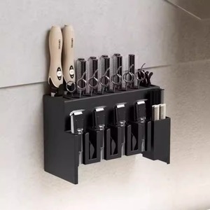 Hairdressing Tool Storage Rack Barber Shop Scissor <b>Shelf</b> Wall-Mounted Hair Straightener Comb Storage Cabinet - Product Image 1