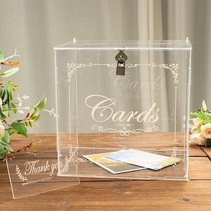 Wholesale Custom for Morden <b>Clear</b> Acrylic Wedding <b>Gift</b> Money Card <b>Box</b> with Lock for Wedding Accessories - Product Image 5