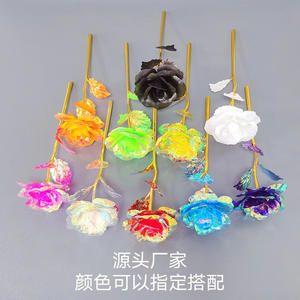 Couverture en verre rose avec feuille d'or, fleur artificielle, cadeau de la Saint-Valentin, fête des mères, anniversaire, décoration, ornements, transfrontalier Chine - Product Image 4