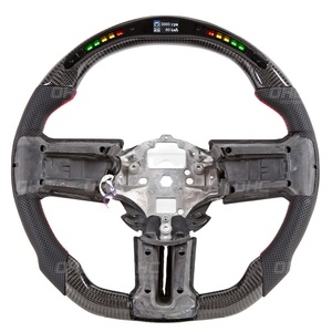 Volante Personalizado Compatible con <span class=keywords><strong>Ford</strong></span> <span class=keywords><strong>Mustang</strong></span> Ecoboost <span class=keywords><strong>Shelby</strong></span> Gt500 2012 2018, Volante de Fibra de Carbono Real con LED RPM - Product Image 1