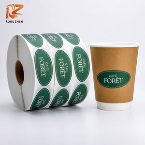 Etiquetas de Papel Ovaladas Personalizadas RONG ZHEN, Autoadhesivas, Ecológicas, para Vasos de Café, Empaquetado de Marca de Cafetería - Product Image 1