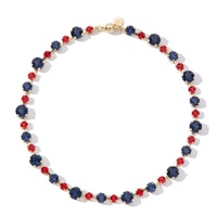 Collier en chaîne de bambou multicolore avec strass, demi-luxe, style européen et américain, en laiton plaqué or, avec fermoir magnétique