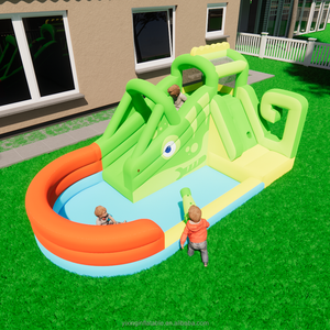 Famiglia cortile <span class=keywords><strong>divertente</strong></span> con scivolo gonfiabile ad acqua casa di rimbalzo lungo scivolo e parete di arrampicata per il cortile di gioco - Product Image 1
