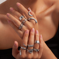 Bague élégante en acier inoxydable plaqué argent 925, forme de serpent réaliste, ajustable, bijou statement pour femme