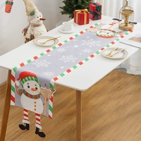 Chemin de table de Noël 180x33cm en tissu brossé, motif rennes avec écharpe JOY et impression HO HO HO, décoration festive pour table de salle à manger