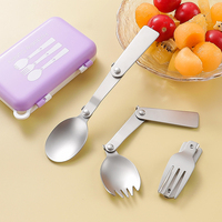 Ensemble fourchette et cuillère Portable en acier inoxydable 304 avec un étui organisateur Camping en plein air voyage ensemble de couverts pliables