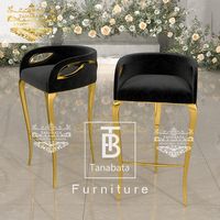 Tabouret de bar de luxe à jambes dorées, chaise de boîte de nuit