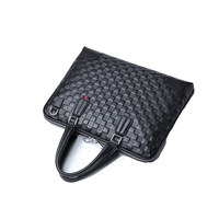 Porte-documents de luxe fait main en cuir véritable avec logo personnalisé, grande capacité, fermeture éclair, pour ordinateur portable, pour hommes