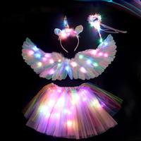 Costume de carnaval pour enfants, ensembles d'ailes de plumes lumineuses, ailes d'anges à plumes lumineuses