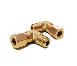 Fitting A Compression Fitting 1/4 NPT Brass Compression Union 90-Degree Elbow Fitting