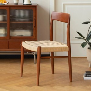 Cherry Wood Solid Wood <b>Dining</b> <b>Chair</b> With Backrest Rattan Seat For Living Room Home Use - Product Image 1
