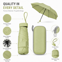 Parapluie compact 5 plis avec étui, format de poche, protection solaire, imperméable double sens, vente en gros, logo personnalisé