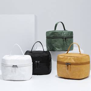 Custom Vintage Organizer Makeup <b>Bag</b> Large Capacity Bucket <b>Bag</b> Waterproof Zipper <b>Travel</b> Cosmetic <b>Bag</b> Portable Tyvek <b>for</b> Case - Product Image 1