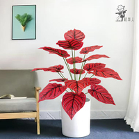 Plantes vertes artificielles en plastique haute simulation, fleurs rouges, bougies pour Thanksgiving, Pâques, Mariage, Noël, Nouvel An, Halloween