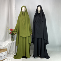 Ensemble Jilbab Modeste pour Femmes Musulmanes, Robe de Prière Abaya d'Été avec Khimar Niqab, Ensemble 2 Pièces (6778+2339)