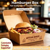 Boîte à hamburger en papier kraft de qualité alimentaire, résistante à l'huile, pour emporter