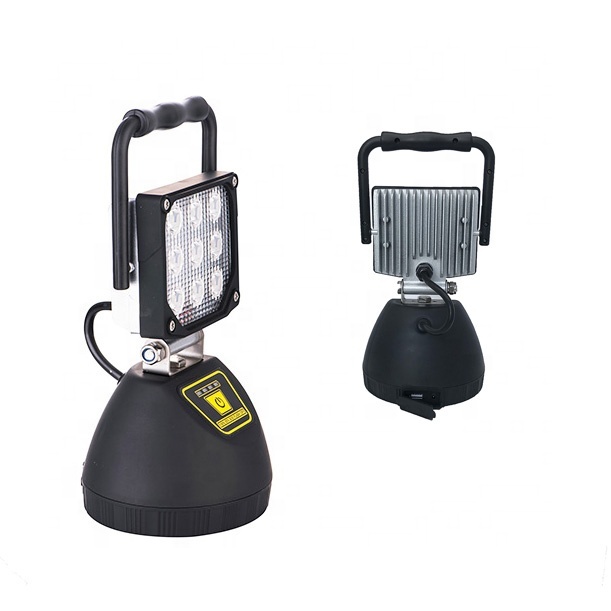 27W Super Bright IP65 Portable Rechargeable LED Work Light with Magnetic Base Stand 1800 Lumens for Workshop Landscape Road Use