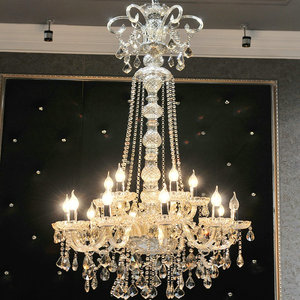 Lustre en cristal doré, culot E26, LED blanc chaud 3500K, hauteur réglable, Ra90, garantie 5 ans, pour l'éclairage intérieur de villa - Product Image 3