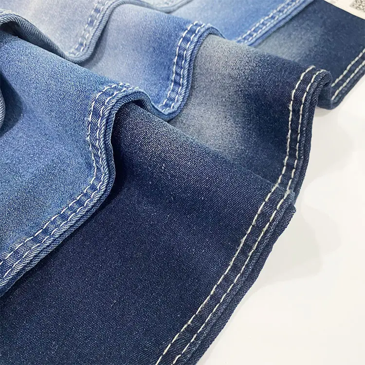 Оптовая Продажа с фабрики легкая мягкая на ощупь устойчивая переработанная хлопчатобумажная джинсовая ткань для джинсов