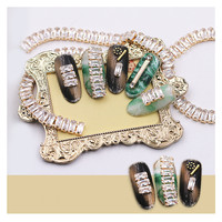 2.5*5mm/3*6mm Bling Zircon Rectangle Cristal Chaîne Or Griffe Strass Passementerie pour Nail Art Bijoux Couture Vêtements Ornements