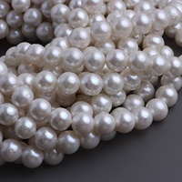 Perles rondes de culture d'eau douce naturelles de style Edison, 10-11 mm, blanc brillant, demi-finies, accessoires de bijoux DIY