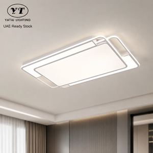 Lámpara de techo LED moderna de acrílico y hierro, regulable con control remoto, tricolor, de montaje en superficie, para sala de estar, dormitorio, oficina. - Product Image 1
