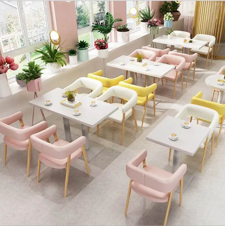 Neues Design Nordic Cafe Stuhl mit Handa uflage quadratischen Tisch runden Tisch Esszimmers tühle für Coffeeshop Wohnzimmer Restaurant gesetzt