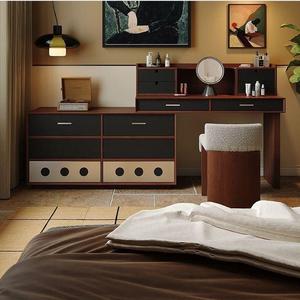 French Retro Style Dressing <b>Table</b> With Drawer Cabinet Extendable Solid Wood Bedroom <b>Makeup</b> Vanity Storage Unit - Product Image 3