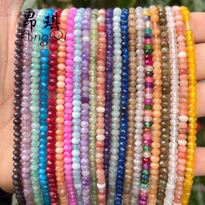 Tira de Cuentas de Calcedonia en Forma de Ábaco de 4x2mm, Abalorios de Piedras Preciosas Espaciadoras Rondelle Facetadas Multicolor para Fabricación de Collares - Product Image 2