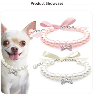 Sang Trọng Chất Lượng Cao Pet Dog Vòng Cổ Với Màu Hồng Cung Tinh Tế Ngọc Trai & Rắn Xương Mặt Dây Chuyền Cá Nhân Phong Cách Thời Trang Cho Mèo - Product Image 2