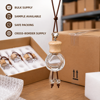 Diffuseur de voiture en verre 10 ml, désodorisant à suspendre aux vitres, avec bouchon en bois, pour huiles essentielles et parfums, emballage inclus