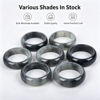 Bague en jadéite noire naturelle, type A, bague unisexe en jade pour hommes et femmes, bijoux en gros, cadeau