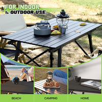 Table élévatrice d'extérieur pliante portable en aluminium pour la plage, le camping, le pique-nique, réglable en hauteur et amovible