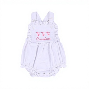 2024 Ingrosso Happy Luoka Body Senza Maniche in Cotone Bianco con Ricamo per Bambine 0-3 Mesi con Bottoni a Scatto - Product Image 2