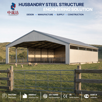 Structure en acier préfabriquée pour élevage, abri ouvert pour bovins et moutons, livraison rapide, bâtiment agricole pour bétail, directement de l'usine