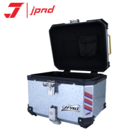 JPAD 45L Boîte à bagages arrière pour moto, motif nid d'abeille, étanche, boîte à outils, coffre supérieur en alliage d'aluminium, ajustement universel