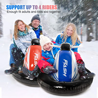 Bouée de ski gonflable en PVC Elite-Strength de 52 pouces avec base anti-crevaison, tube à neige rond et corde de remorquage pour la descente des pentes