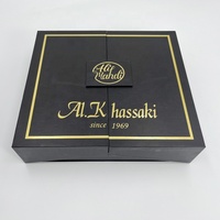 Kotak hadiah pintu ganda, kotak parfum kertas hitam mewah, kemasan kotak coklat mewah dengan pita