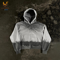Sudadera con Capucha para Hombre de Alta Calidad con Lavado Ácido Gradual, Logotipo Personalizado, Moda, 100% Algodón, Peso Pesado, Holgada, Tallas Grandes