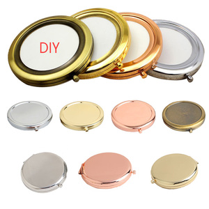 Wholesale DIY 70mm Solid Double <b>Side</b> Folding Cosmetic Mirrors Private Label Round Metal Portable Mirror - Product Image 3