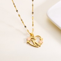 Collier pendentif en acier inoxydable plaqué or style vintage 2024 avec 26 lettres de l'alphabet en forme de cœur, bijou de mode pour femme, cadeau d'amitié