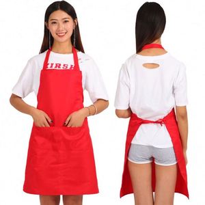 Tabliers de cuisine unis pour femmes avec 2 poches, tablier de chef professionnel avec logo pour cuisine, restaurant, peinture, dessin, barbecue - Product Image 1